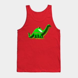 Fun green Retro Dino and birds with a shadow - vegetarian Tank Top